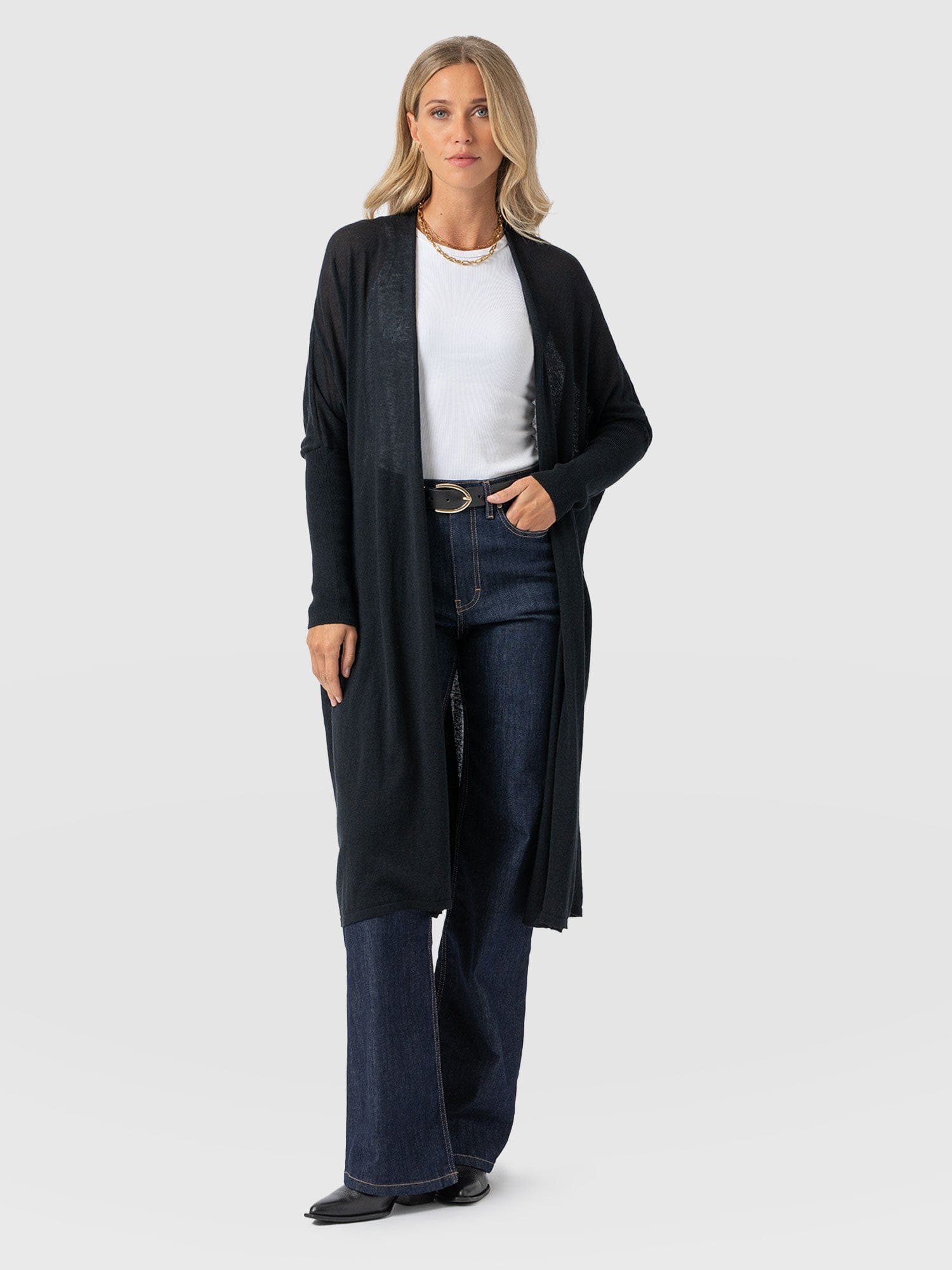 Waterfall Cardigan - Black - Women's Cardigans | Saint + Sofia® USA